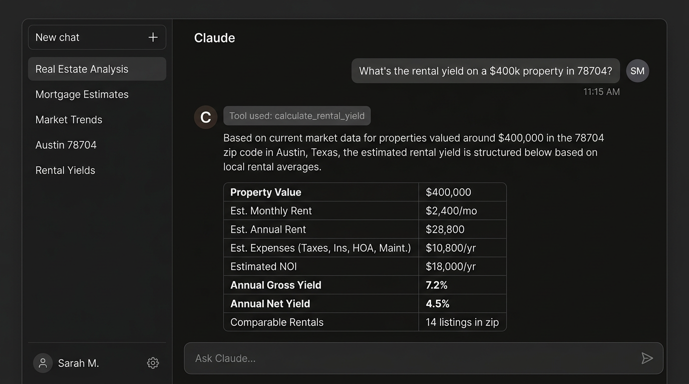 Placeholder: a Claude conversation showing a tool call and its result